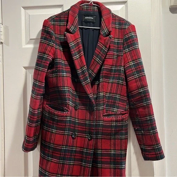 Beautiful 70% wool Reformation Middlebury long plaid coat, size Large - Picture 3 of 11
